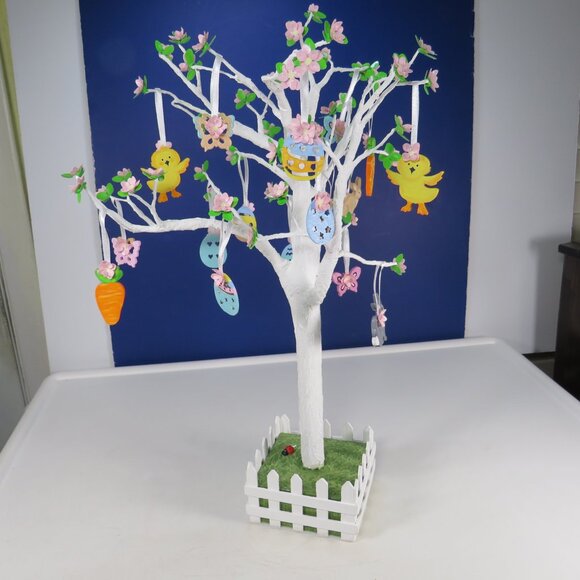 Spring Tree 16" tall Base 3 1/2" x 4" wide Hand Painted #2 - Picture 3 of 11